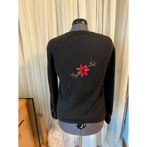 Christmas cardigan sweater poinsettia - Picture 4 of 9